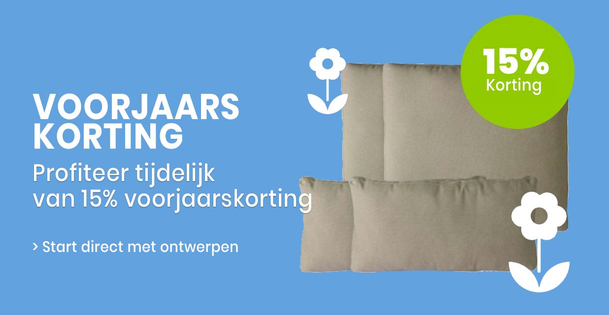 Kussens op Nú 15% korting op jouw tuinkussens - Onlinemaatkussens.nl